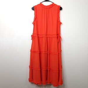 Ted Baker Sinita Rufffle Dress in Orange Tiered Maxi Sleeveless Sundress US 6